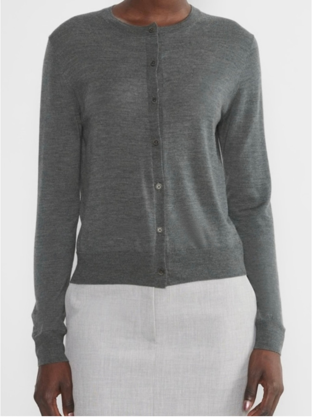 Babaton Manteca Merino Wool Cardigan Size XS Heather Dark Grey
